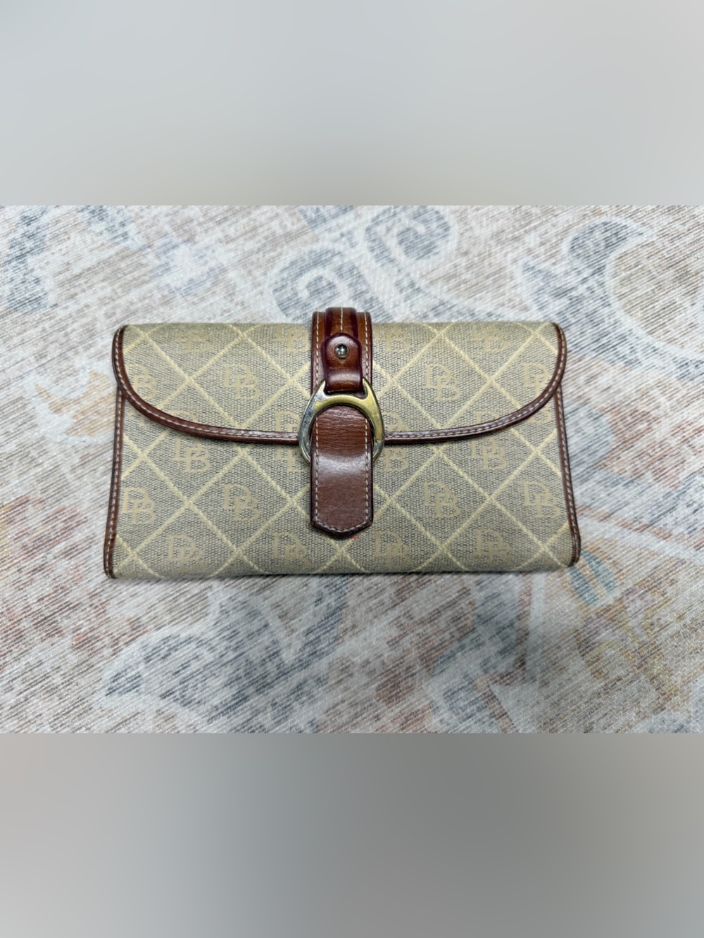 Dooney & Bourke Brown Leather Logo Embossed Detail